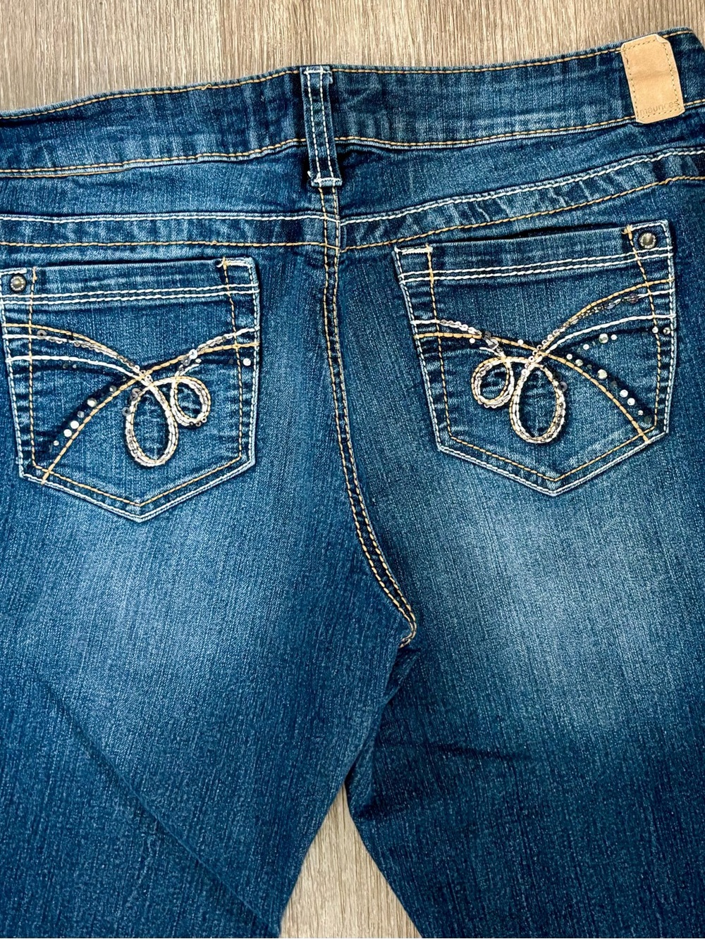 Maurices Dark Blue Embellished Boot Cut Jeans